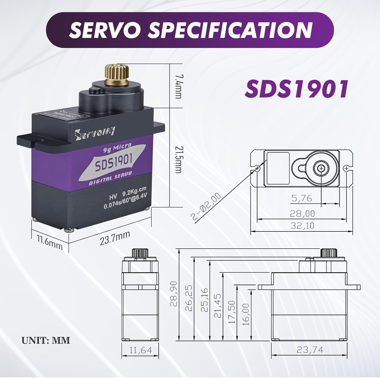 SERVOMY-SDS1901 Digital 9G Mic - Servo Sg90 recension och pris